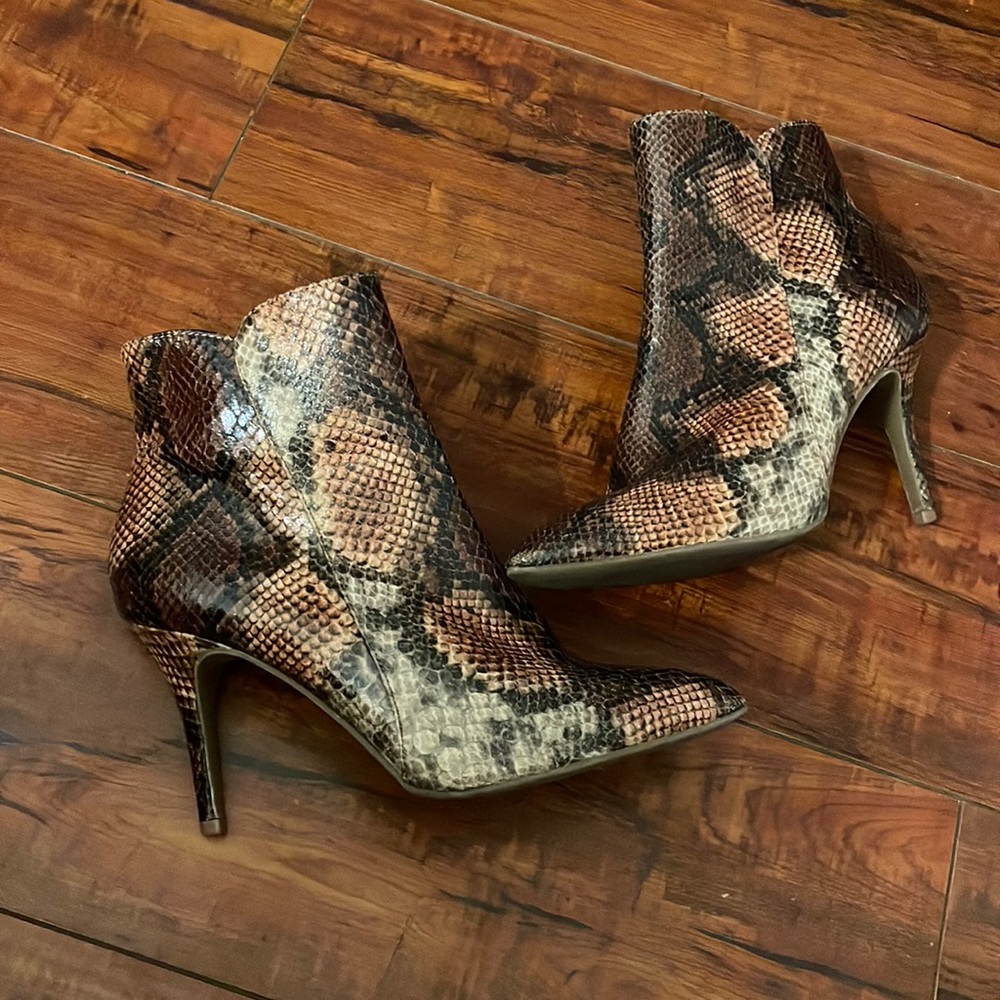 faux snakeskin booties